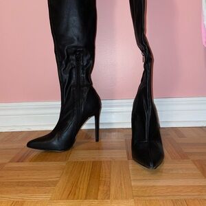 Pu leather thigh high boots from Dolls Kill